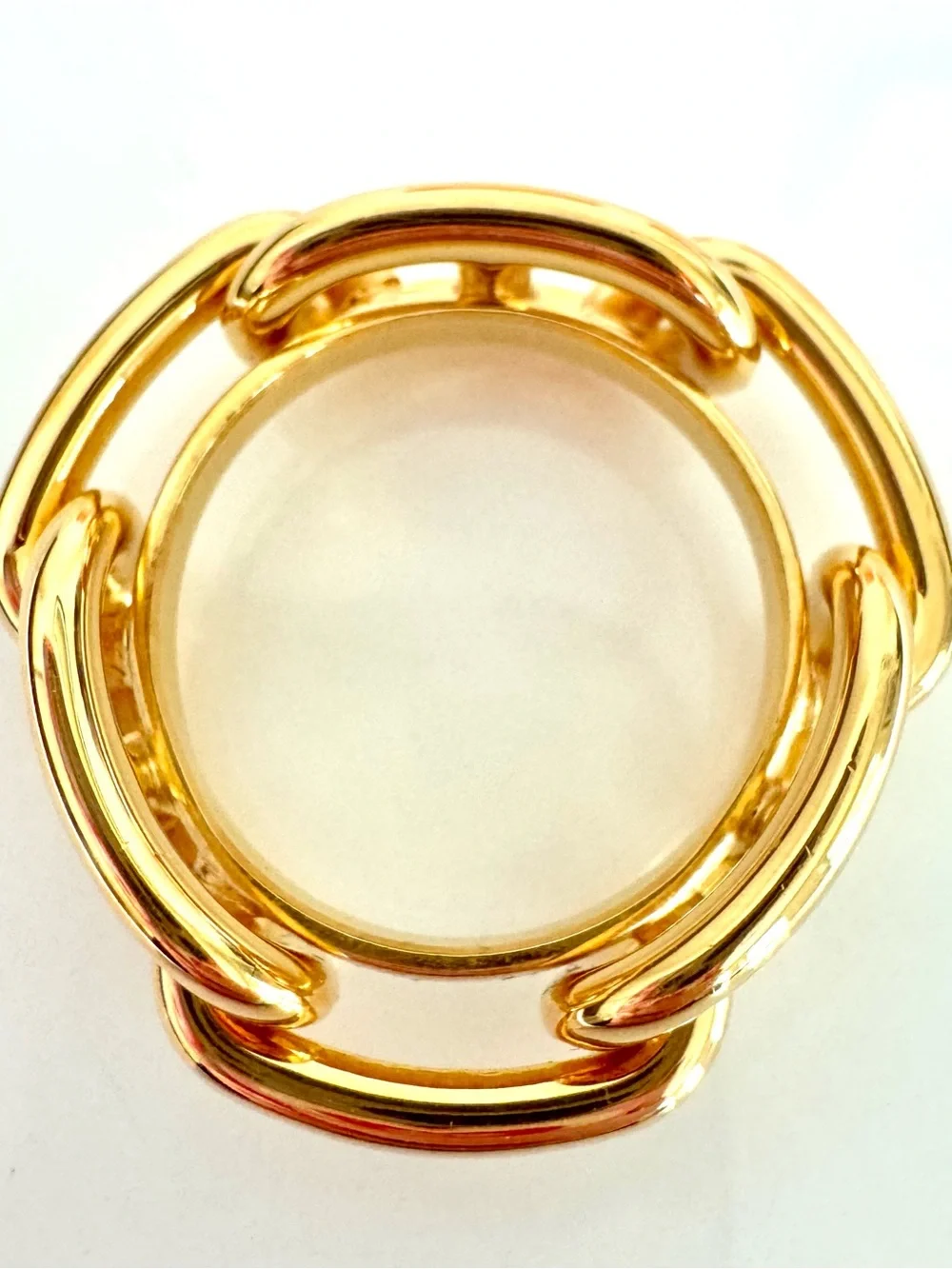 Hermes Vintage Gold Metal Chaine D'Ancre Scarf Ring Charm